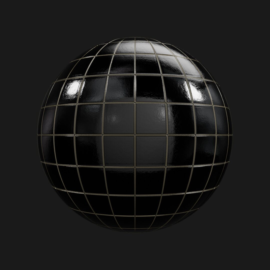 4K Black Tiles Gold Trim-C4D Material