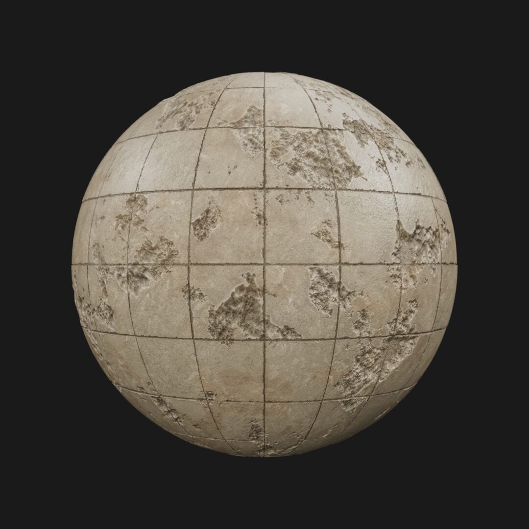4K Broken Tile Dry-C4D Material