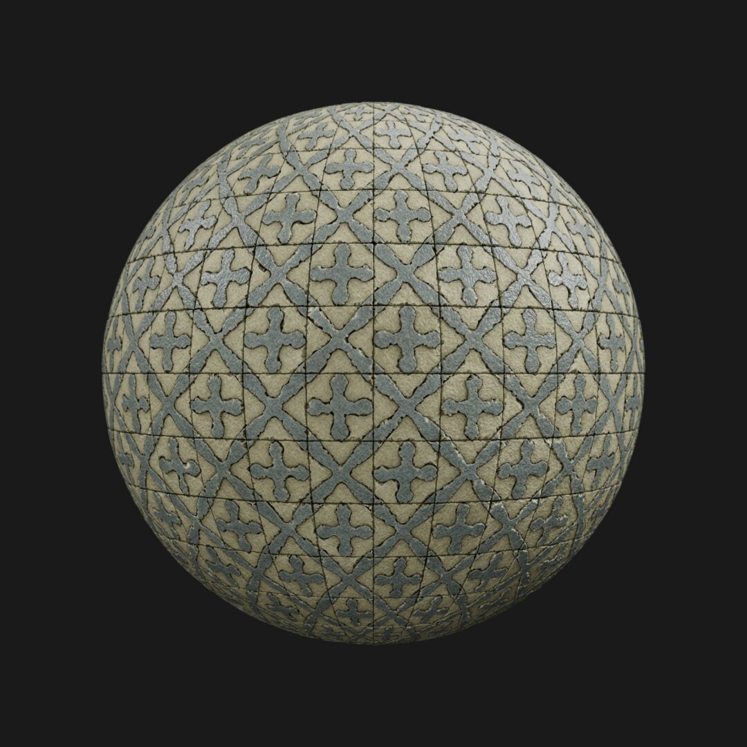 4K Geo Pattern Cement Tile 03-C4D Material