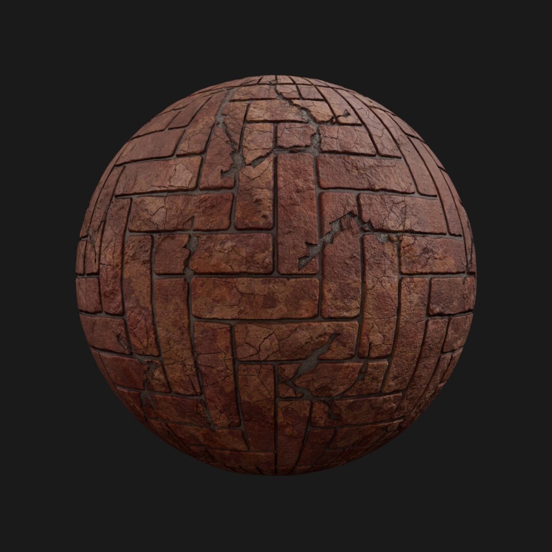 4K Herringbone Brick Damaged-C4D Material