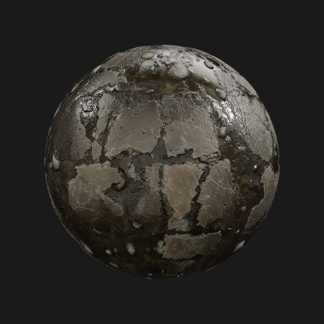 Muddy Tiled Rocks Pebbles Water 02-C4D Material