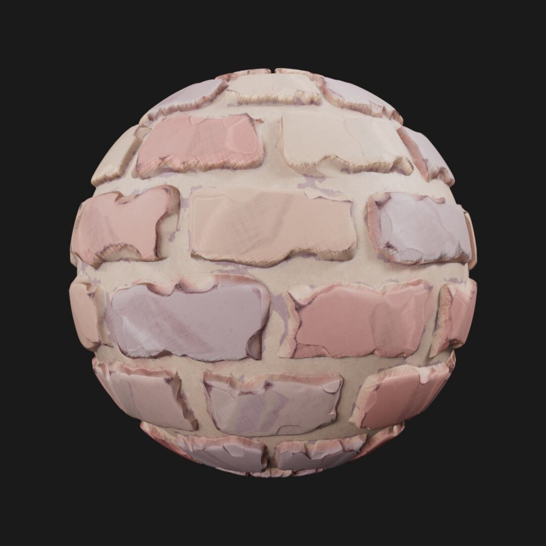 4K Stylized Pastel Brick 01-C4D Material