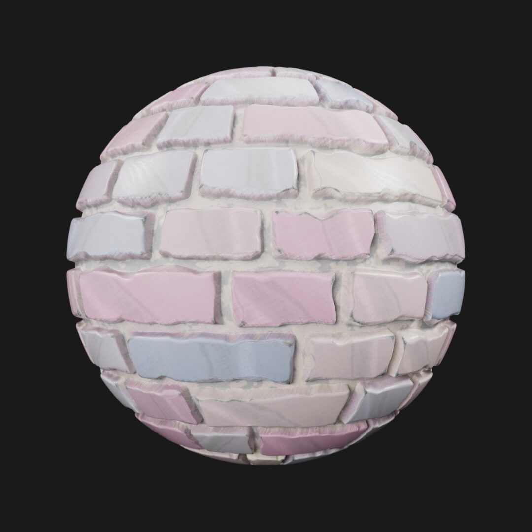 4K Stylized Pastel Brick 02-C4D Material