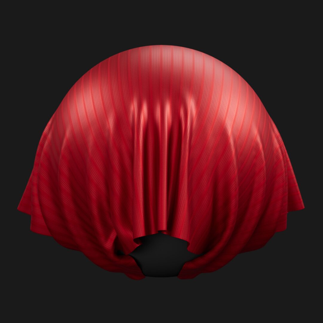4K Red Shiny Striped Fabric-C4D Material