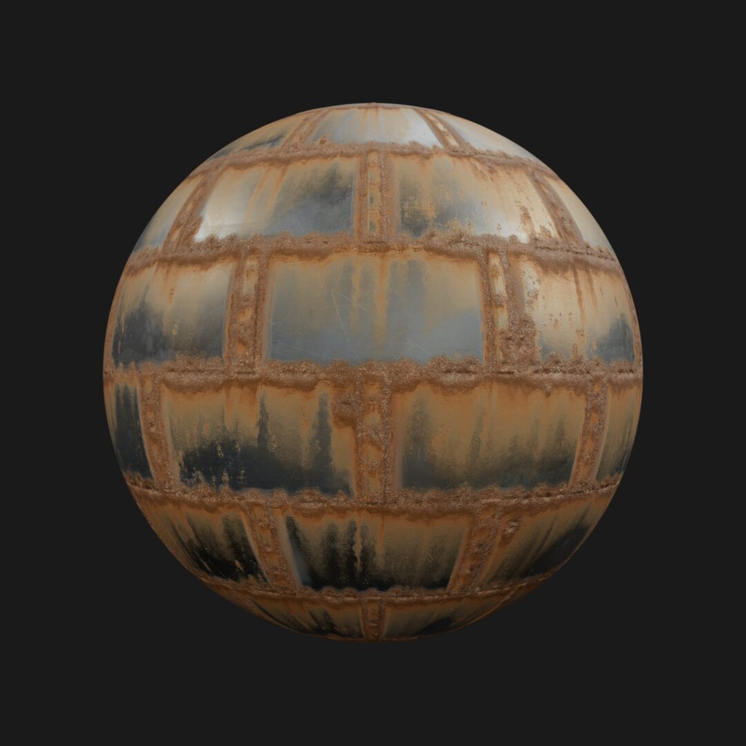 4K Rusted Metal Panel 06-C4D Material