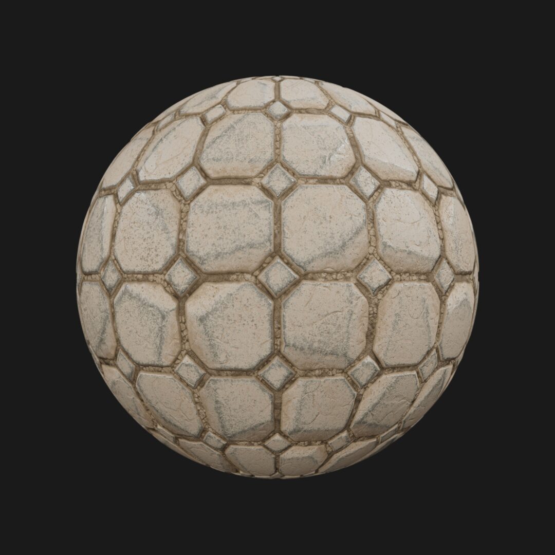 4K Stone Tiles Dry Soil-C4D Material