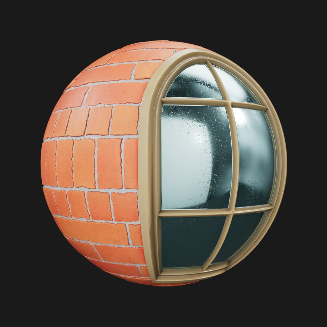 4K Stylized Brick 08 Window-C4D Material