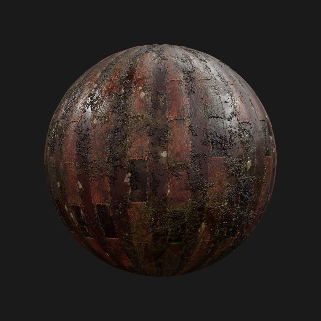 4K Stylized Roof Tile 01-Destroyed-C4D Material
