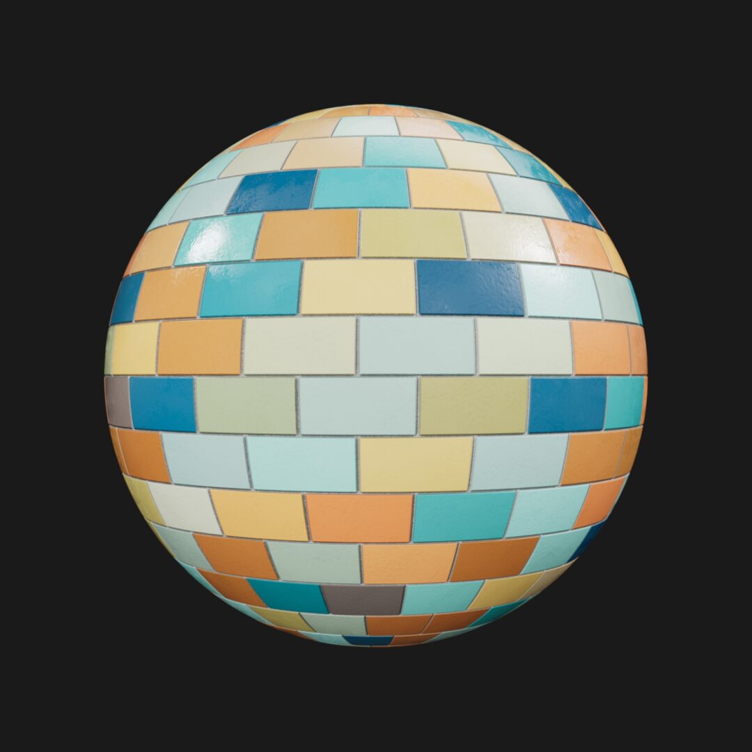 Playful Ceramic Tiles 01b - C4D Redshift Material
