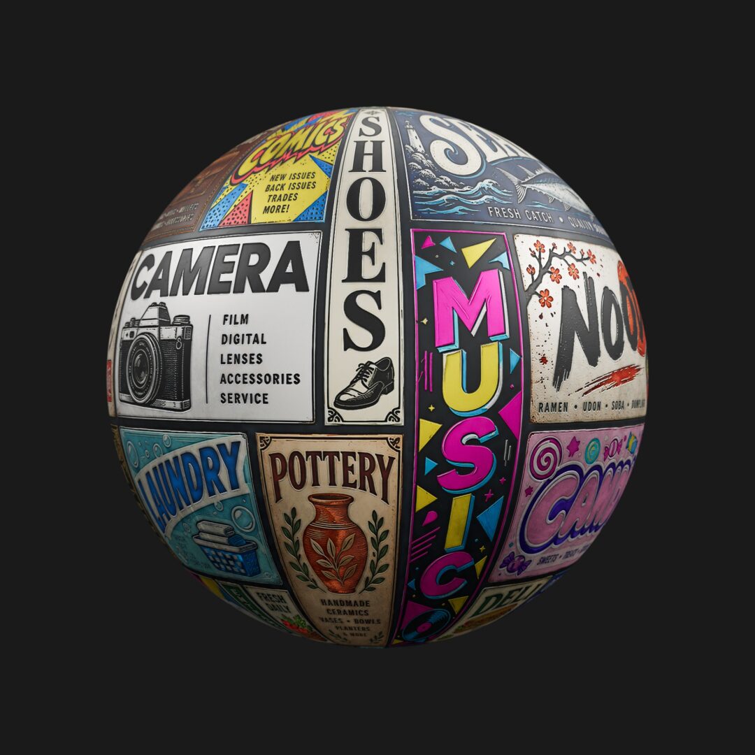 Signage Decal Atlas Set 04 - C4D Redshift Material