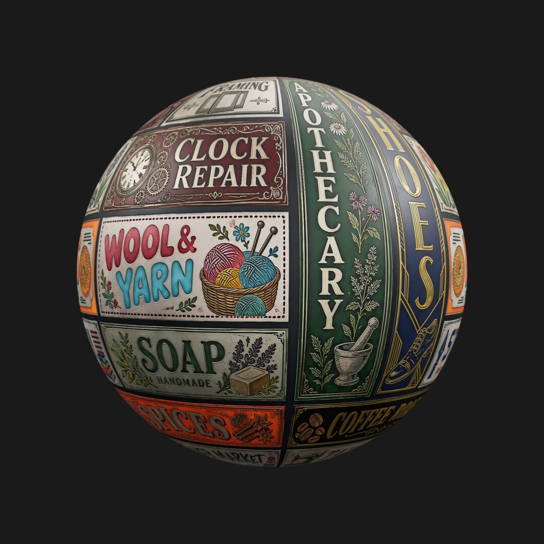 Signage Decal Atlas Set 08 - C4D Redshift Material